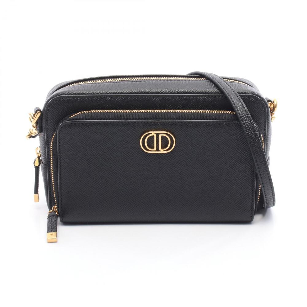 Dior Calo Double Clutch Shoulder Bag Leather Black